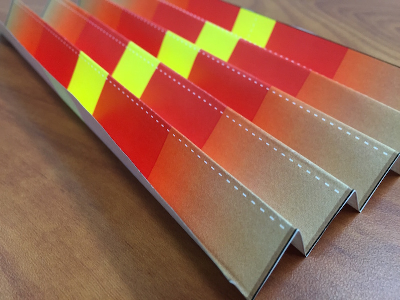 a close up of the fan shape that results after 1 sheet is folded