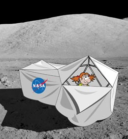 cartoon of a moon habitat