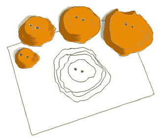 cartoon showing a clay topo map and the peices of clay used to create it 