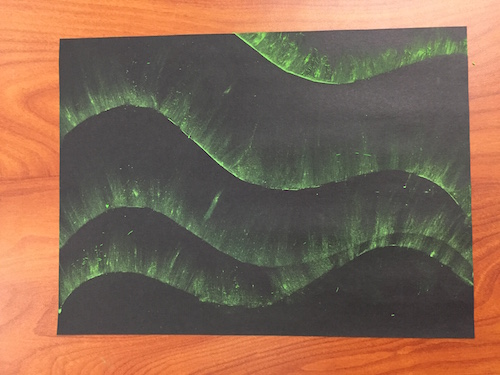 a photo of a finished pastel aurora project